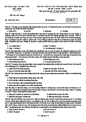 Đề thi thử Tốt nghiệp THPT môn Giáo dục công dân - Mã đề 419 - Năm học 2020-2021 - Sở giáo dục và đào tạo Bắc Ninh (Có đáp án)